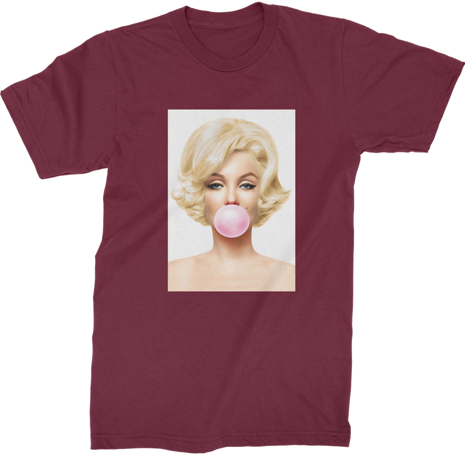 Ms. Monroe Pink Bubble Gum American Icon Mens T-shirt Maroon