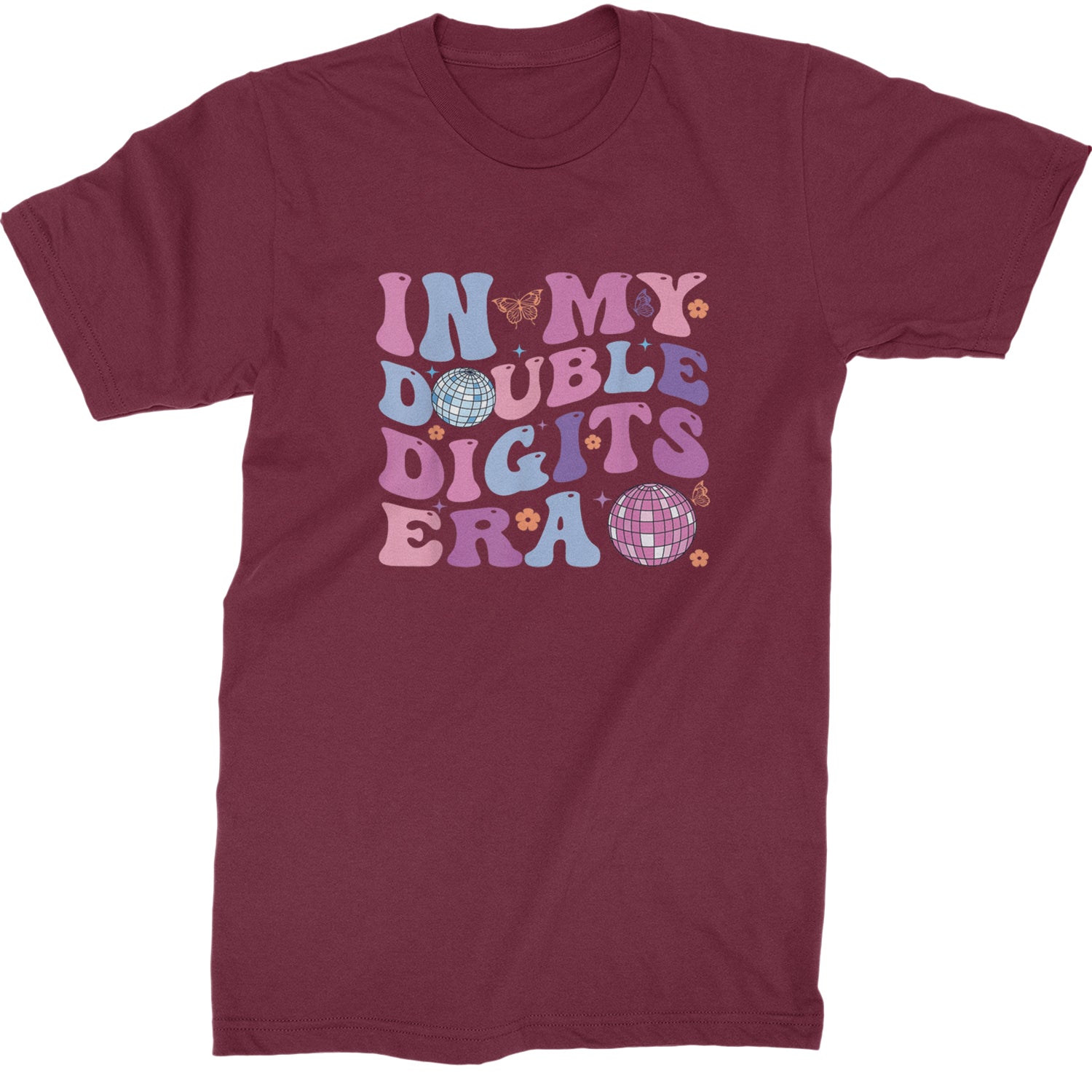 In My Double Digits Era Retro 10 Year Old 10th Birthday Mens T-shirt Maroon