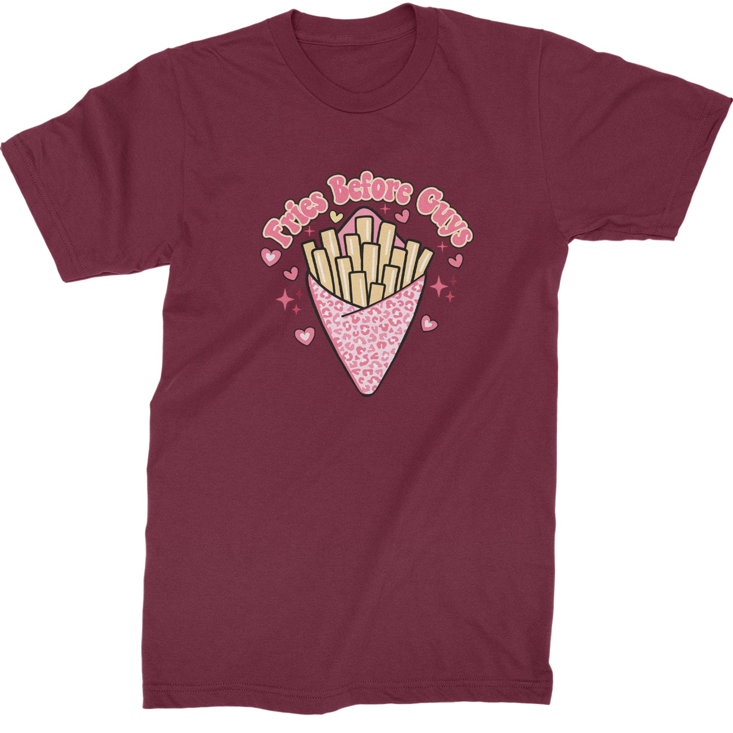 Fries Before Guys  Mens T-shirt Maroon