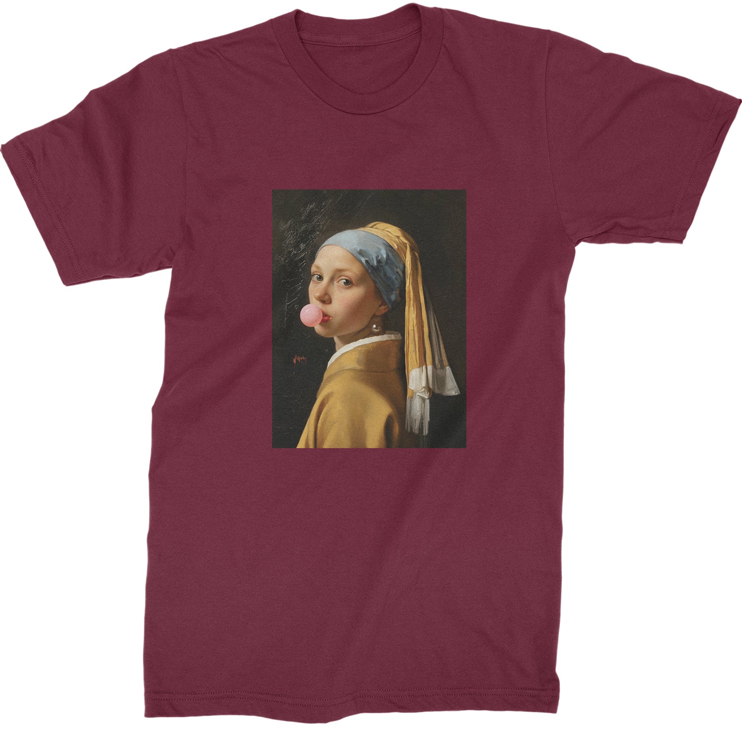 Girl with a Pearl Earring Bubble Gum Contemporary Art Mens T-shirt Maroon