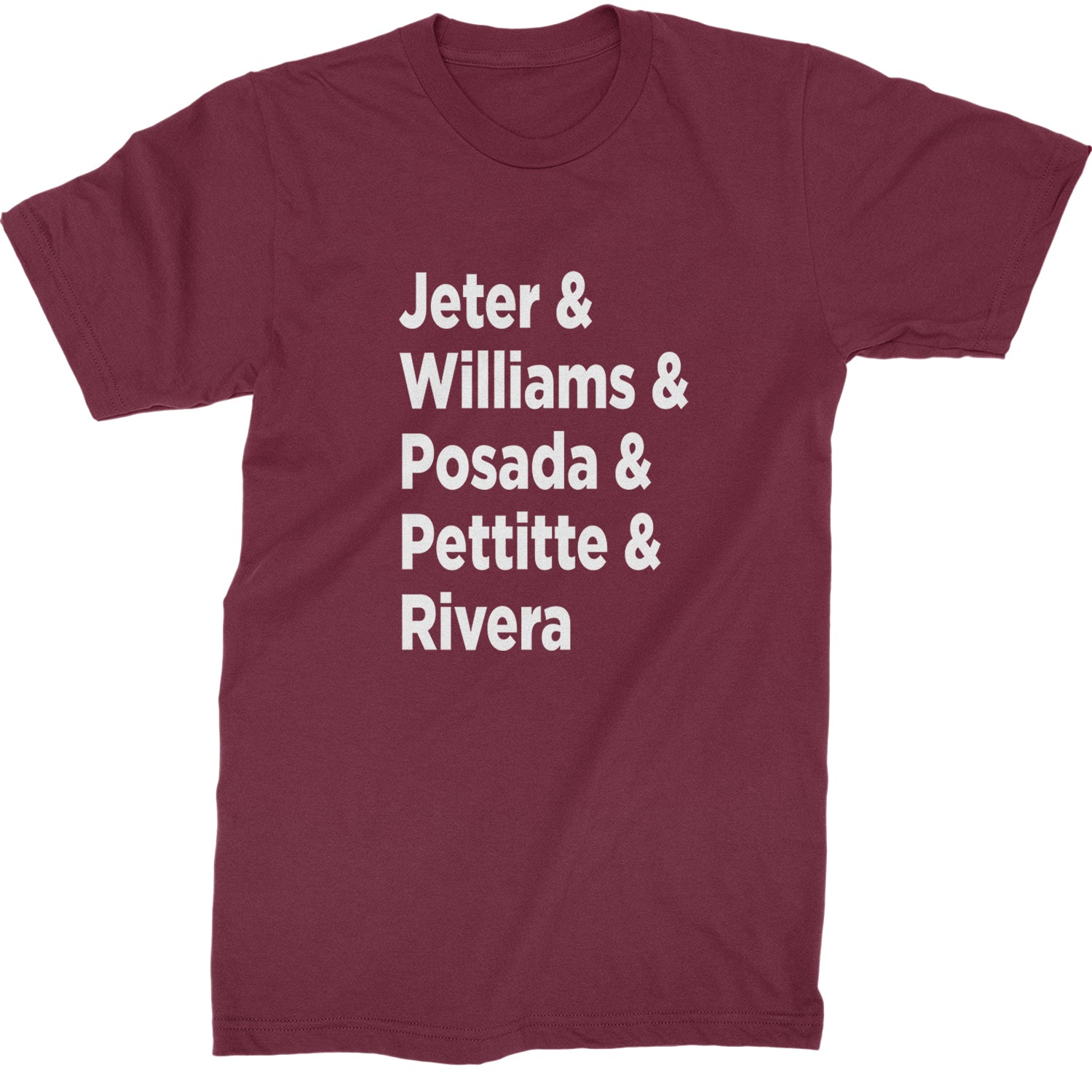 Jeter & Williams & Posada & Pettitte & Rivera Mens T-shirt Maroon