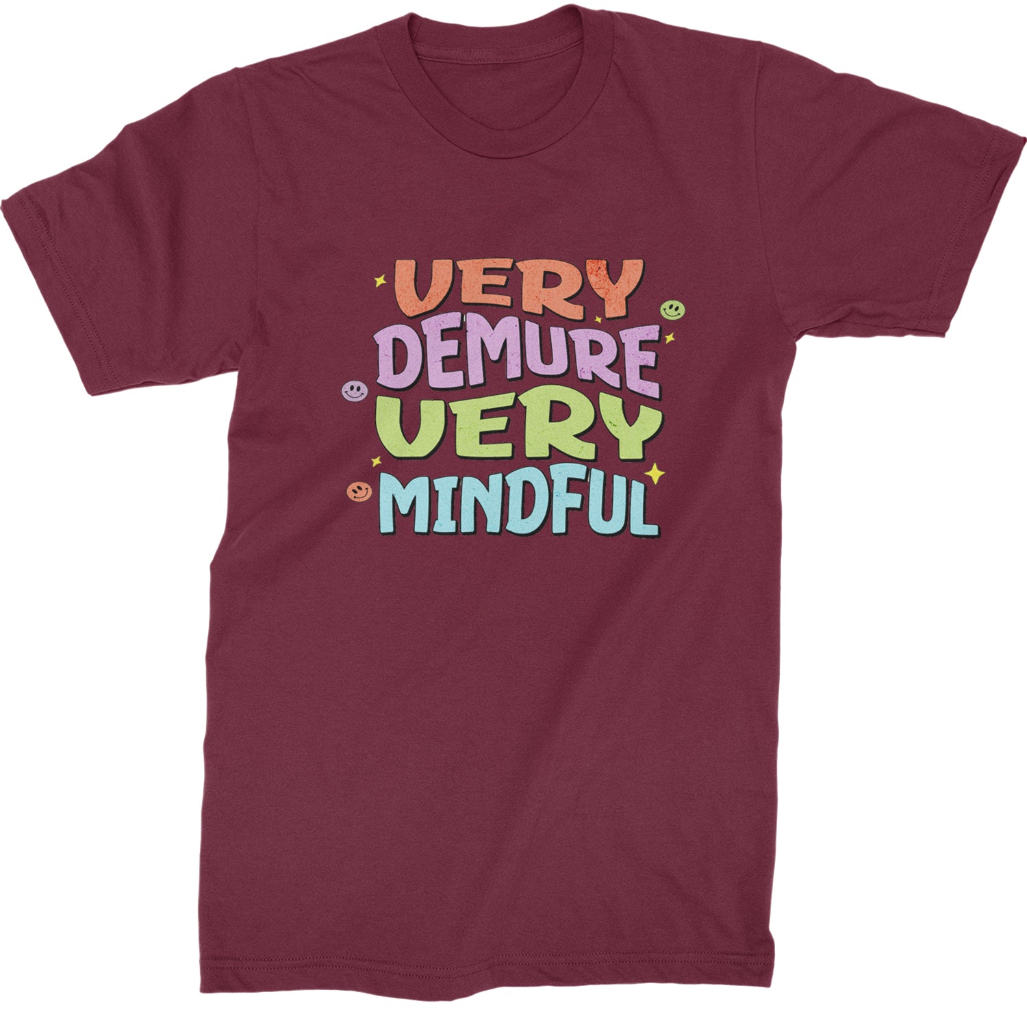 Very Demure, Very Mindful Mens T-shirt Maroon