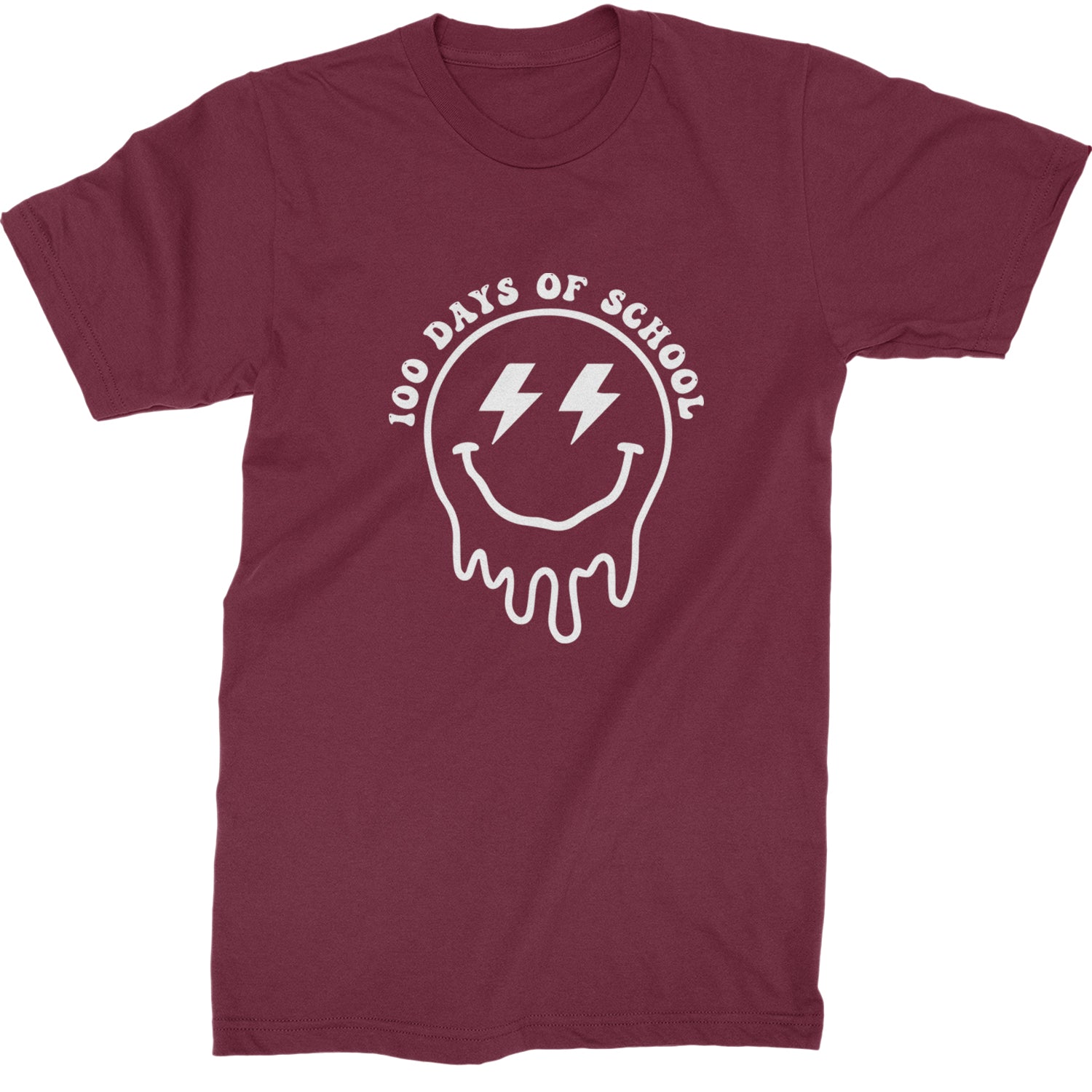 Melting Smile Face 100 Days Of School Mens T-shirt Maroon