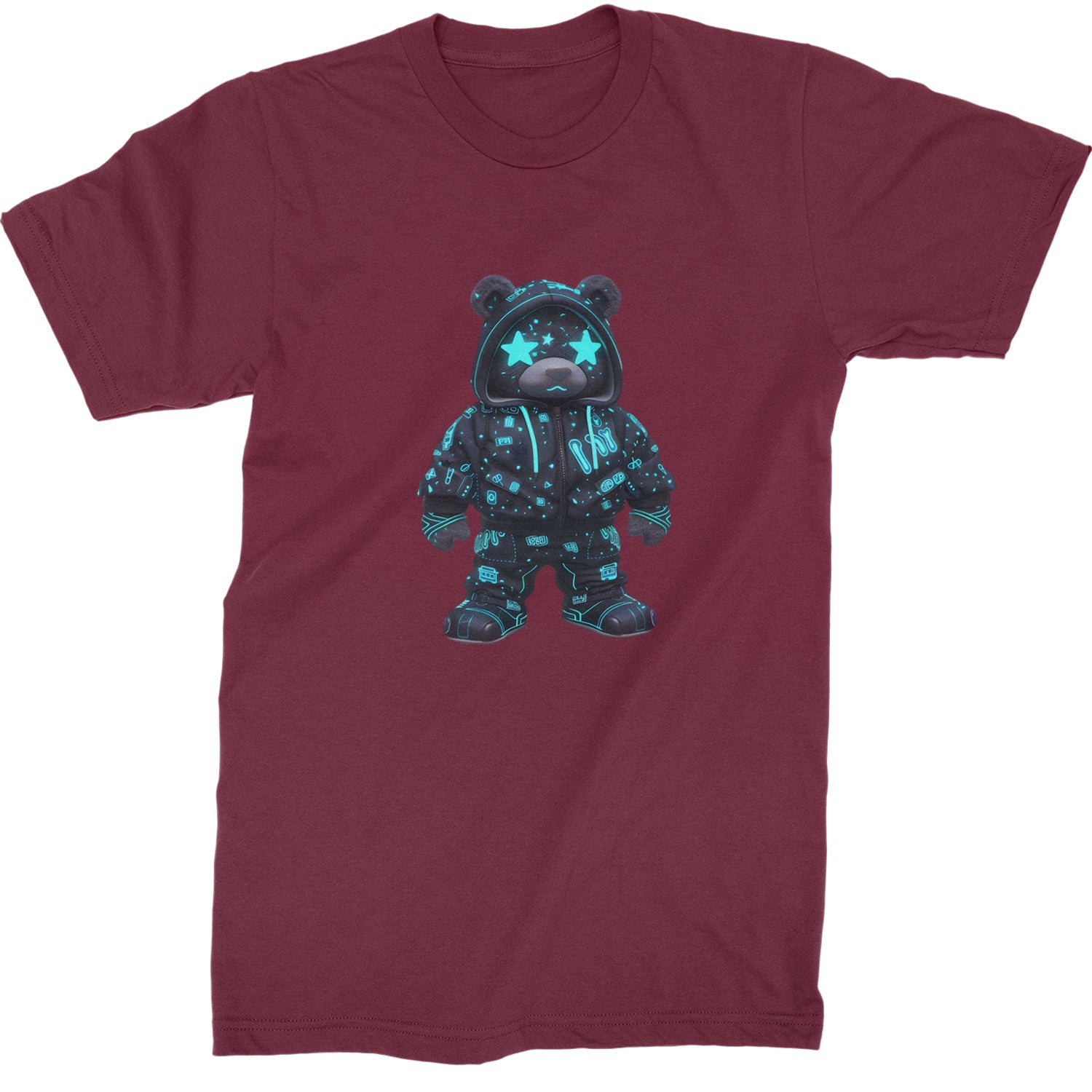 Starry Eyed Vaporwave Urban Graffiti Bear  Mens T-shirt Maroon