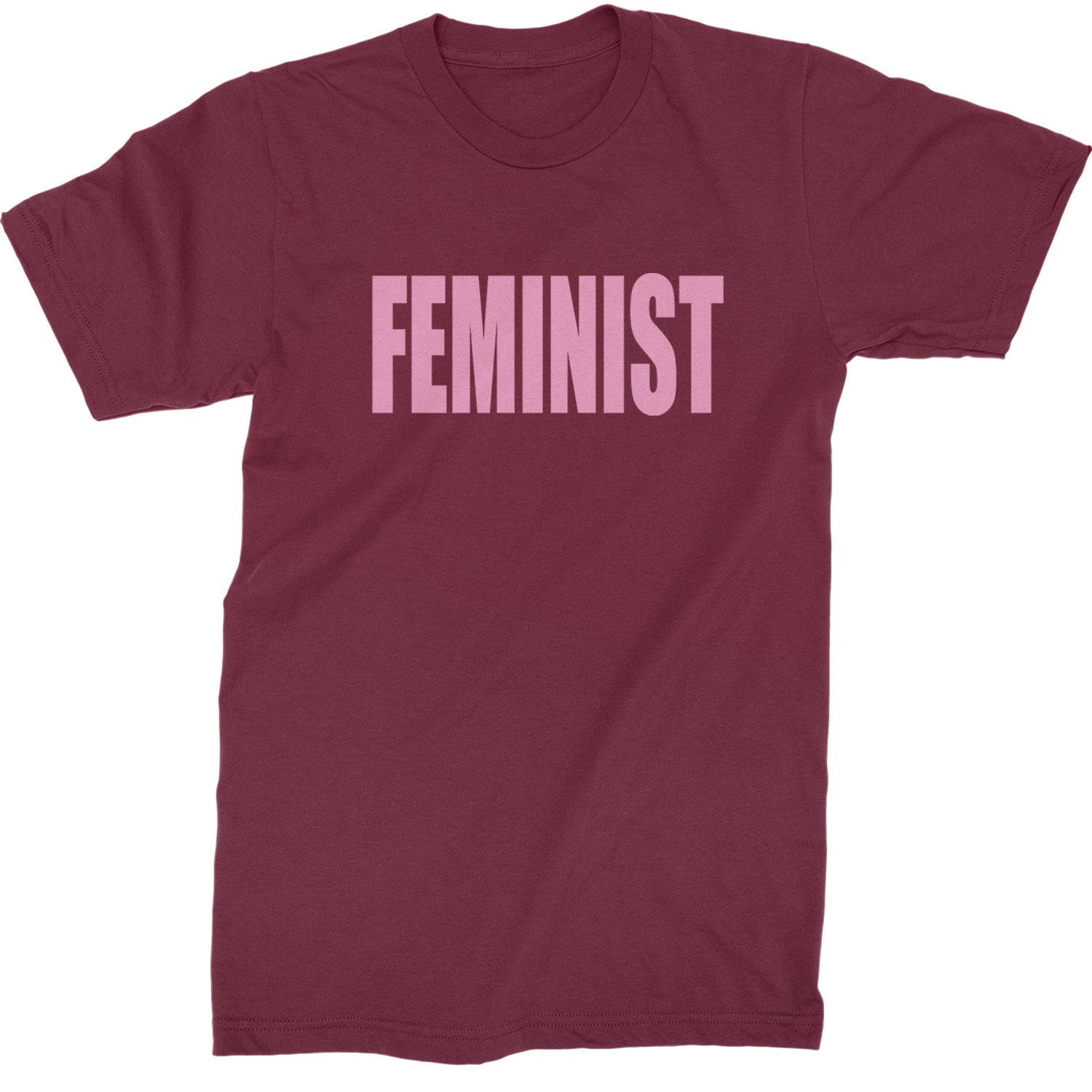 Feminist (Pink Print) Mens T-shirt Maroon