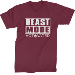 Activated Beast Mode Workout Gym Clothing Mens T-shirt Maroon