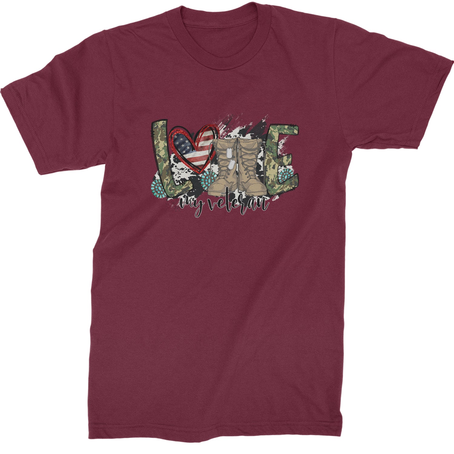 Love My Veteran Honor Veterans Day  Mens T-shirt Maroon