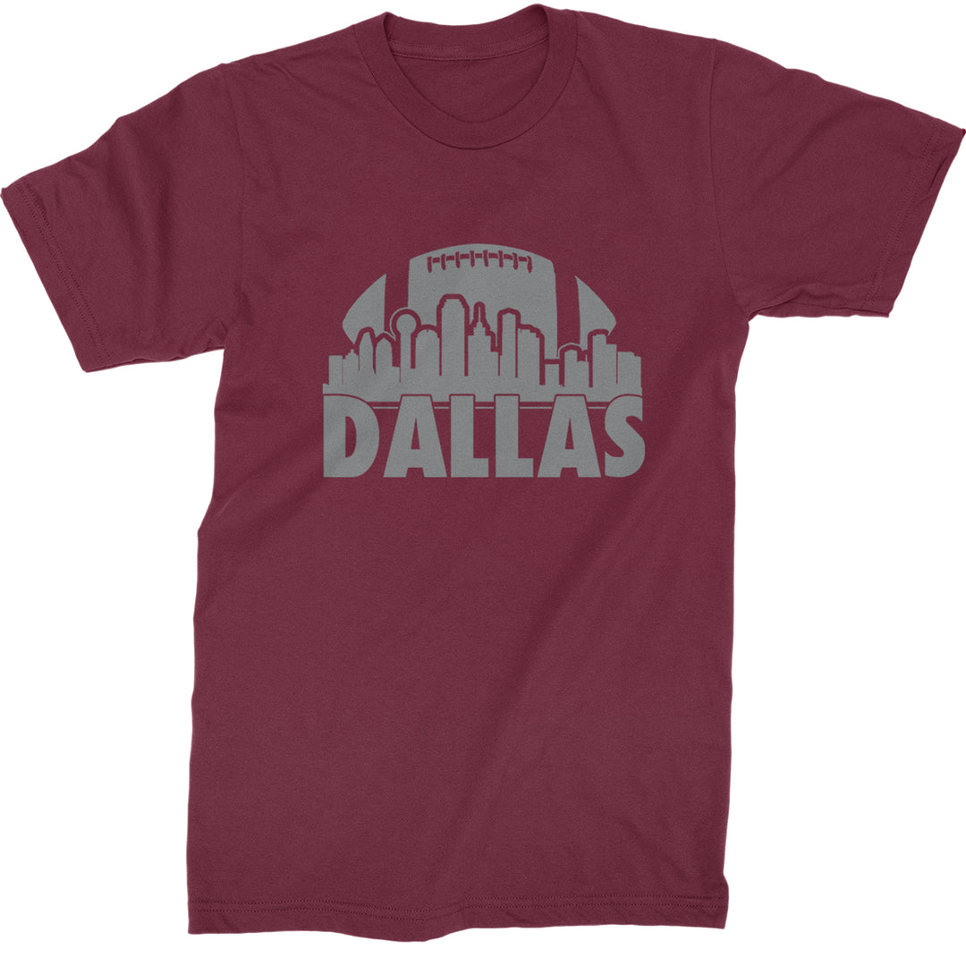Dallas Texas Skyline Mens T-shirt Maroon