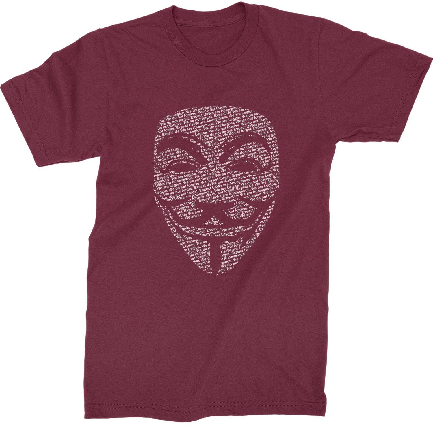 V For Vendetta Anonymous Mask Mens T-shirt Maroon