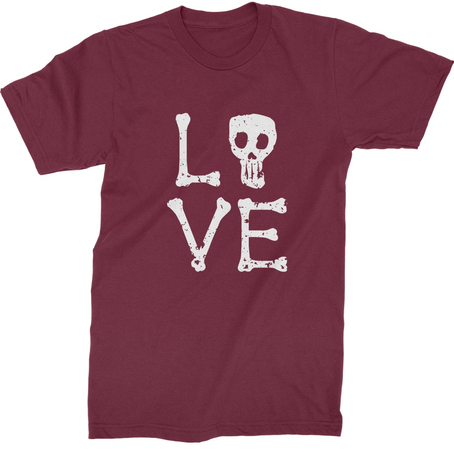 Love Skeleton Bones Mens T-shirt Maroon