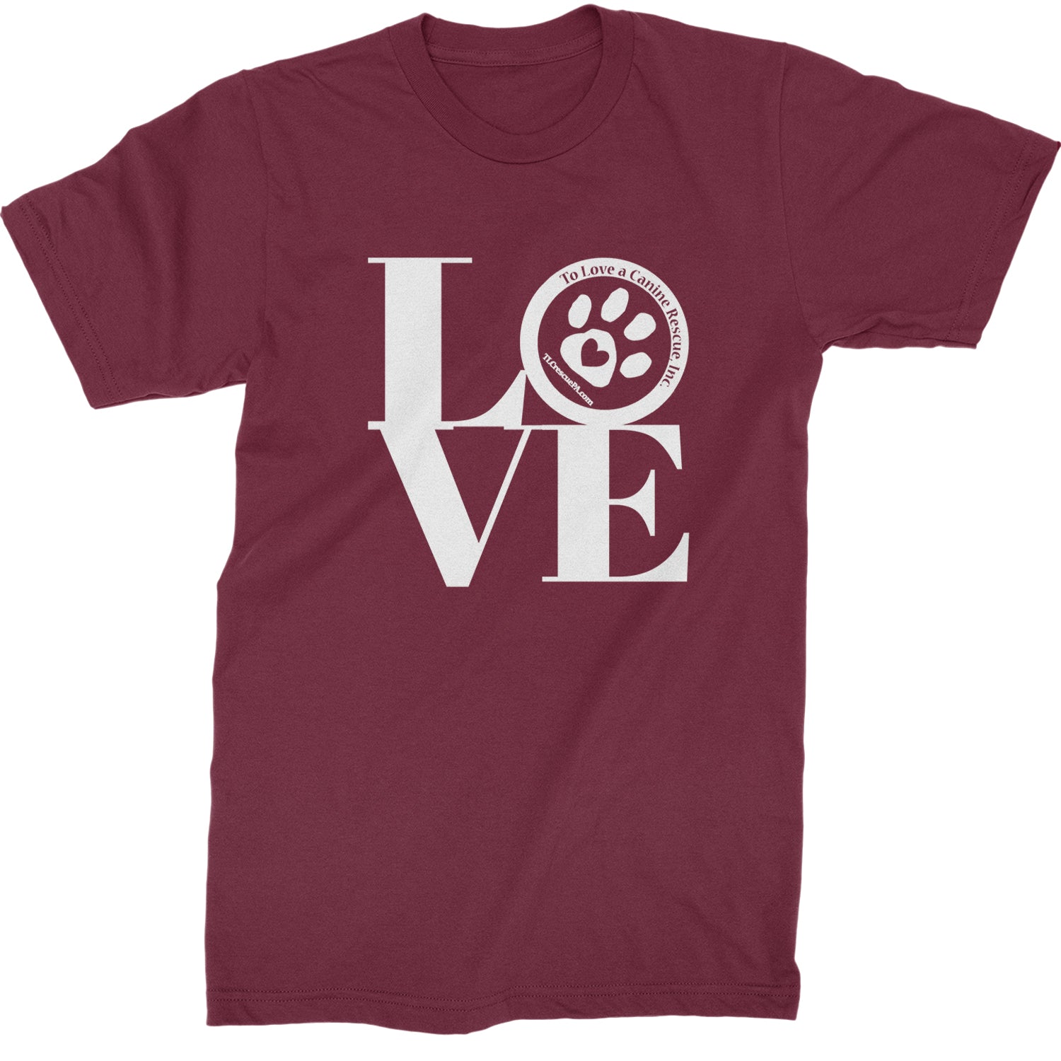 TLC LOVE Dog Rescue Mens T-shirt Maroon