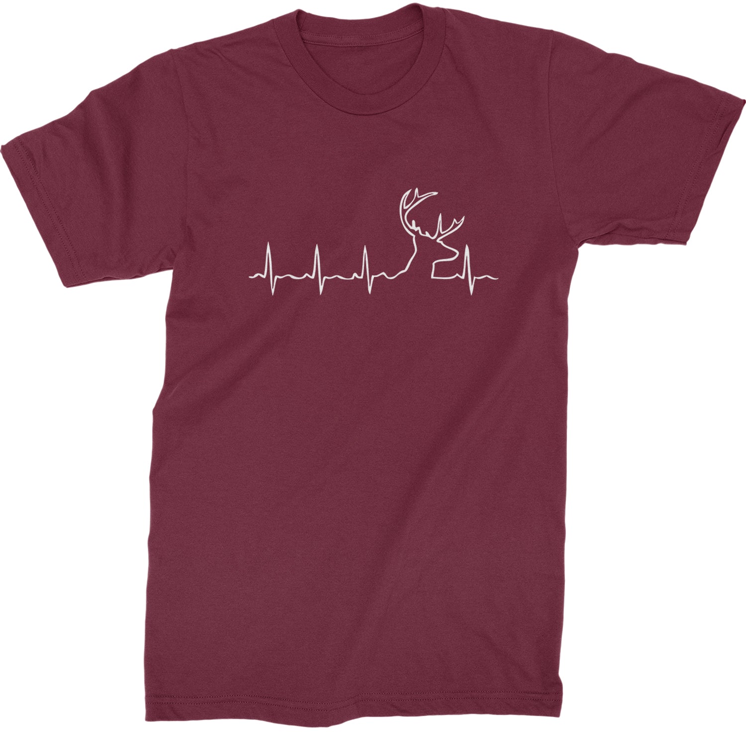 Hunting Heartbeat Deer Hunter Buck Stag Antlers  Mens T-shirt Maroon