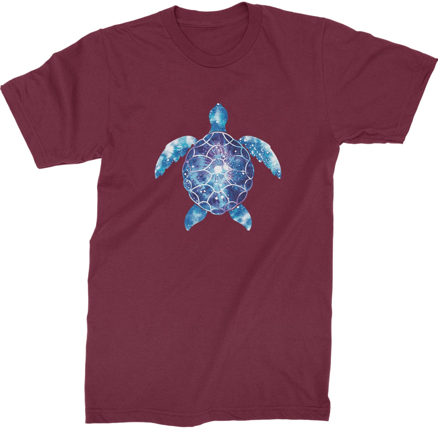 Ocean Aura Tie-Dye Sea Turtle Mens T-shirt Maroon