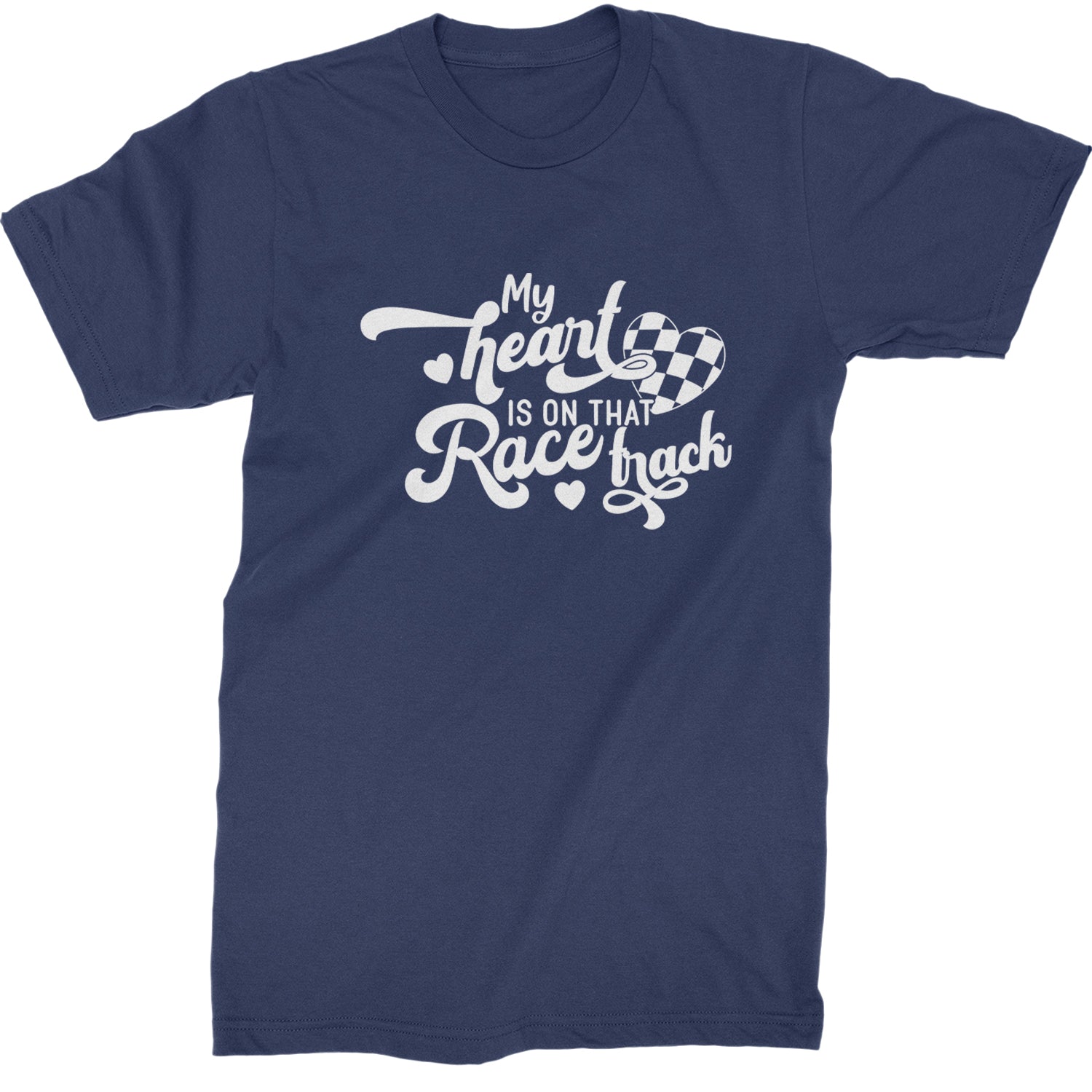 My Heart Is On That Race Track Mens T-shirt Navy Blue