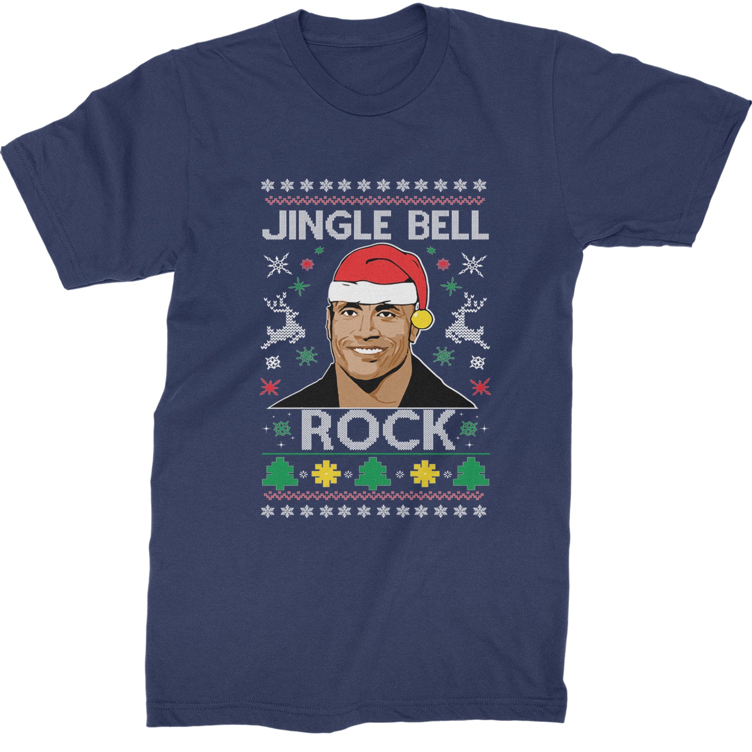 Jingle Bell Rock Ugly Christmas Mens T-shirt Navy Blue