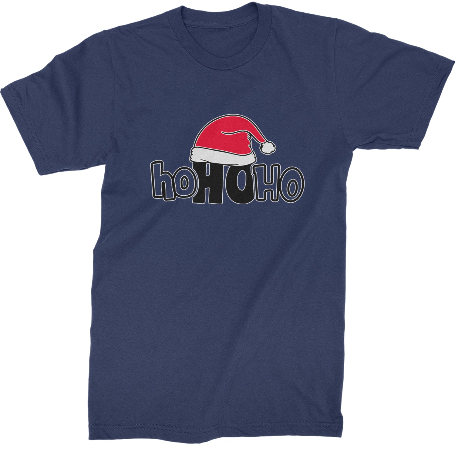 Ho Ho Ho Santa Christmas Hat  Mens T-shirt Navy Blue