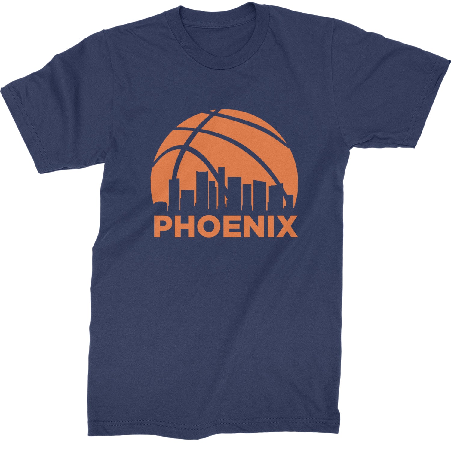 Phoenix Basketball Sunset City Skyline Mens T-shirt Navy Blue