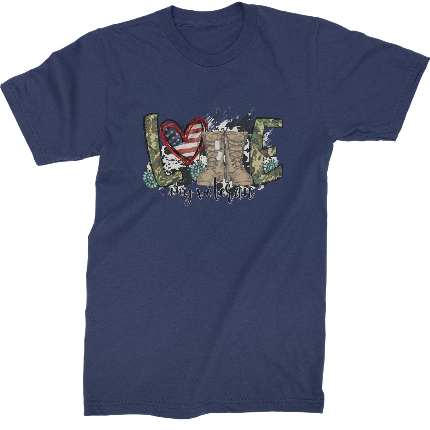 Love My Veteran Honor Veterans Day  Mens T-shirt Navy Blue