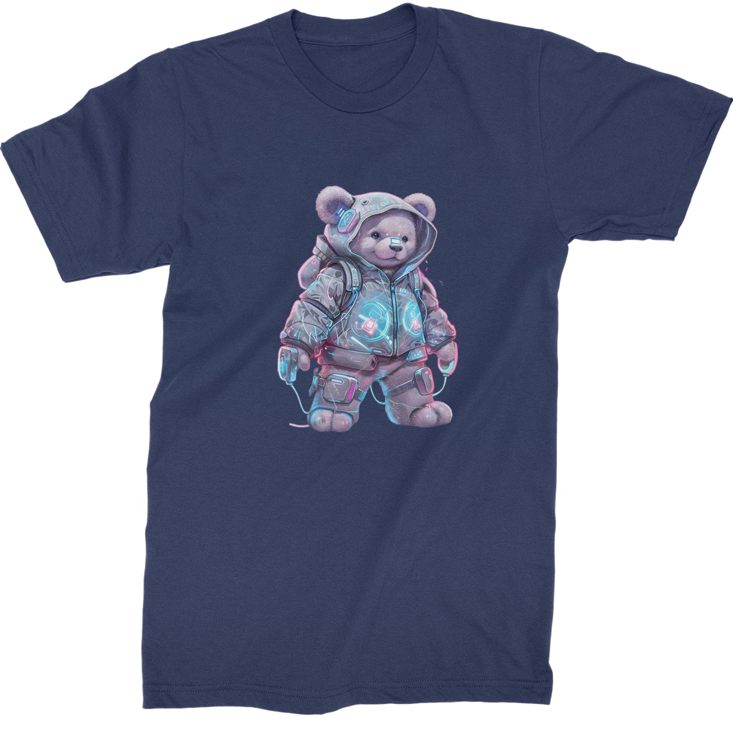 Cyberpunk Adventure Urban Graffiti Bear  Mens T-shirt Navy Blue