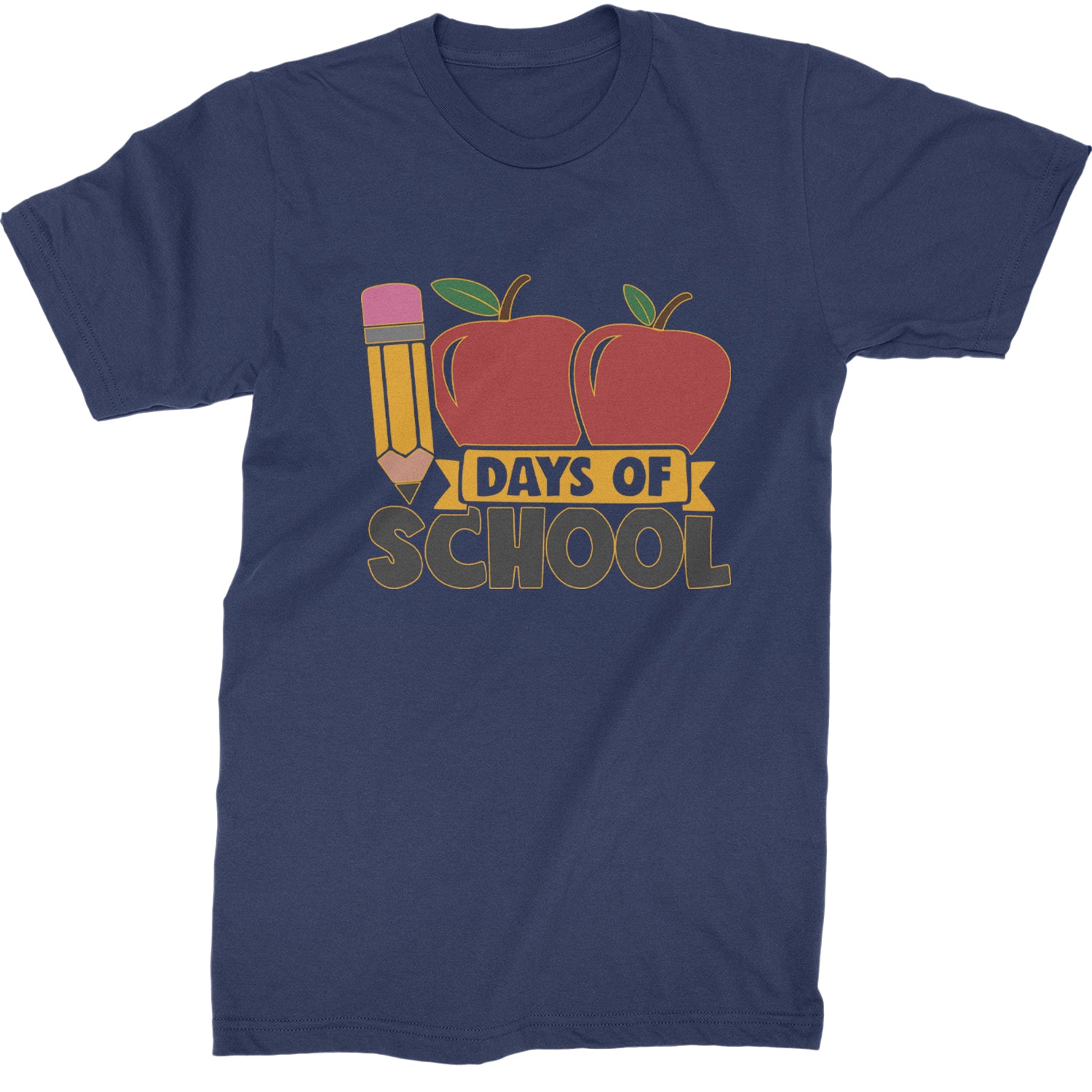 100 Days Of School Apple Pencil  Mens T-shirt Navy Blue