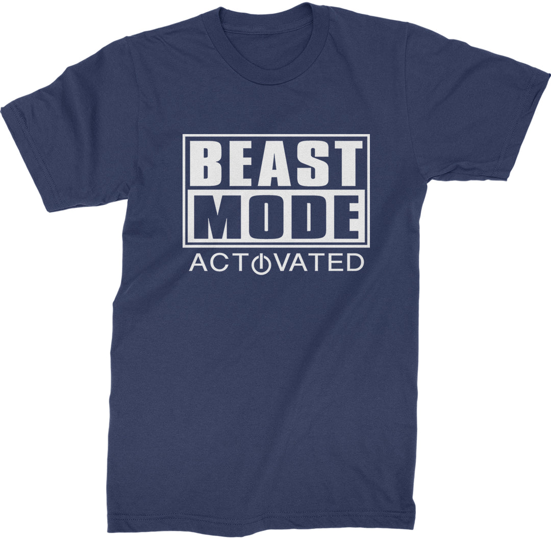 Activated Beast Mode Workout Gym Clothing Mens T-shirt Navy Blue