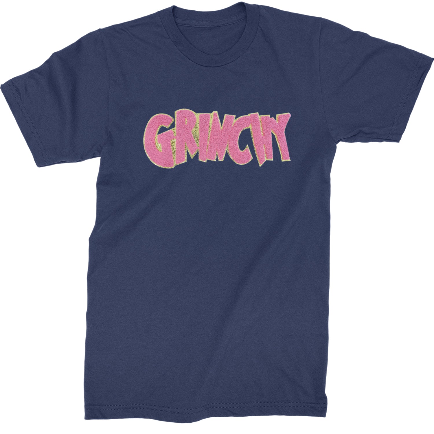 Pink Gr-nchy Chenille Patch  Mens T-shirt Navy Blue