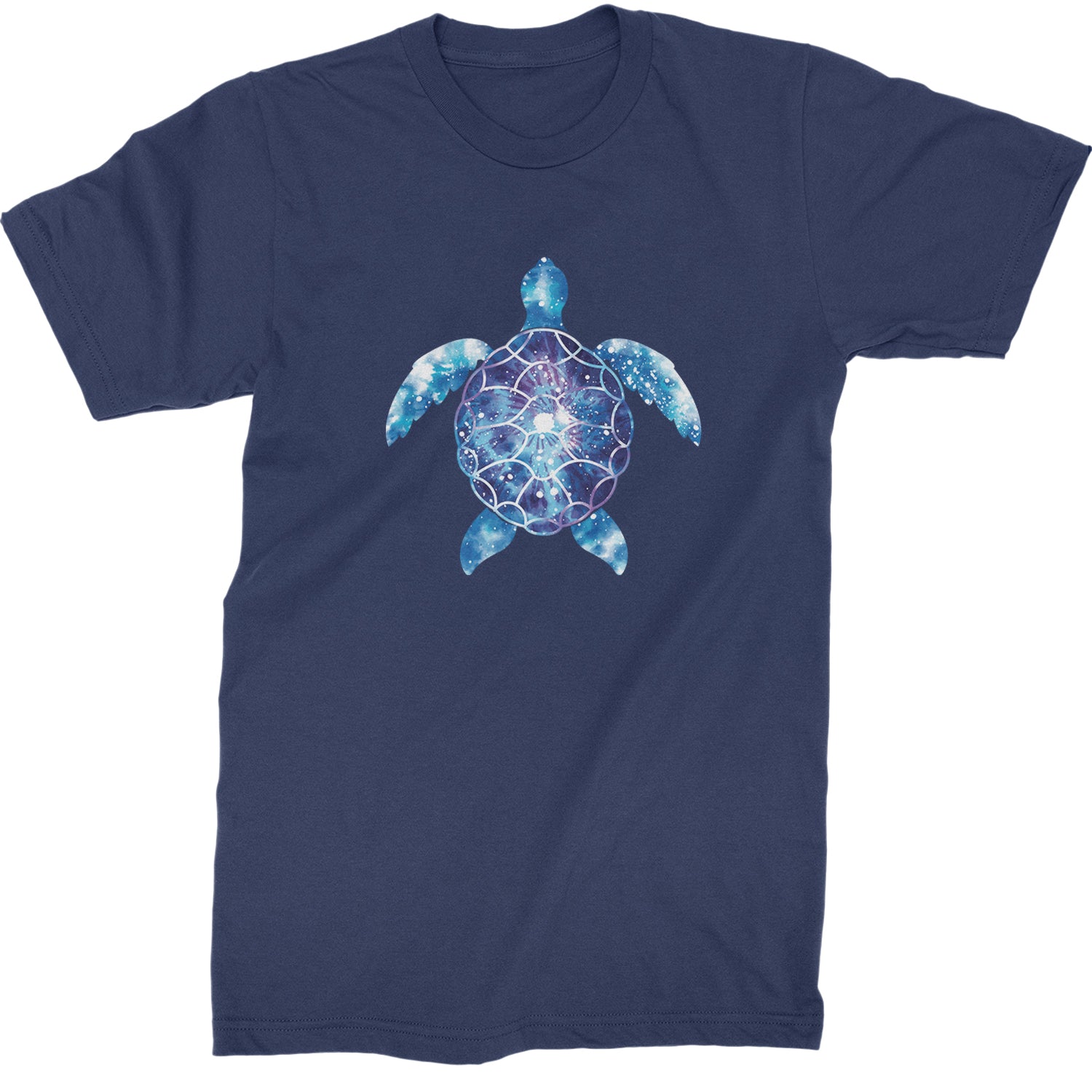 Ocean Aura Tie-Dye Sea Turtle Mens T-shirt Navy Blue