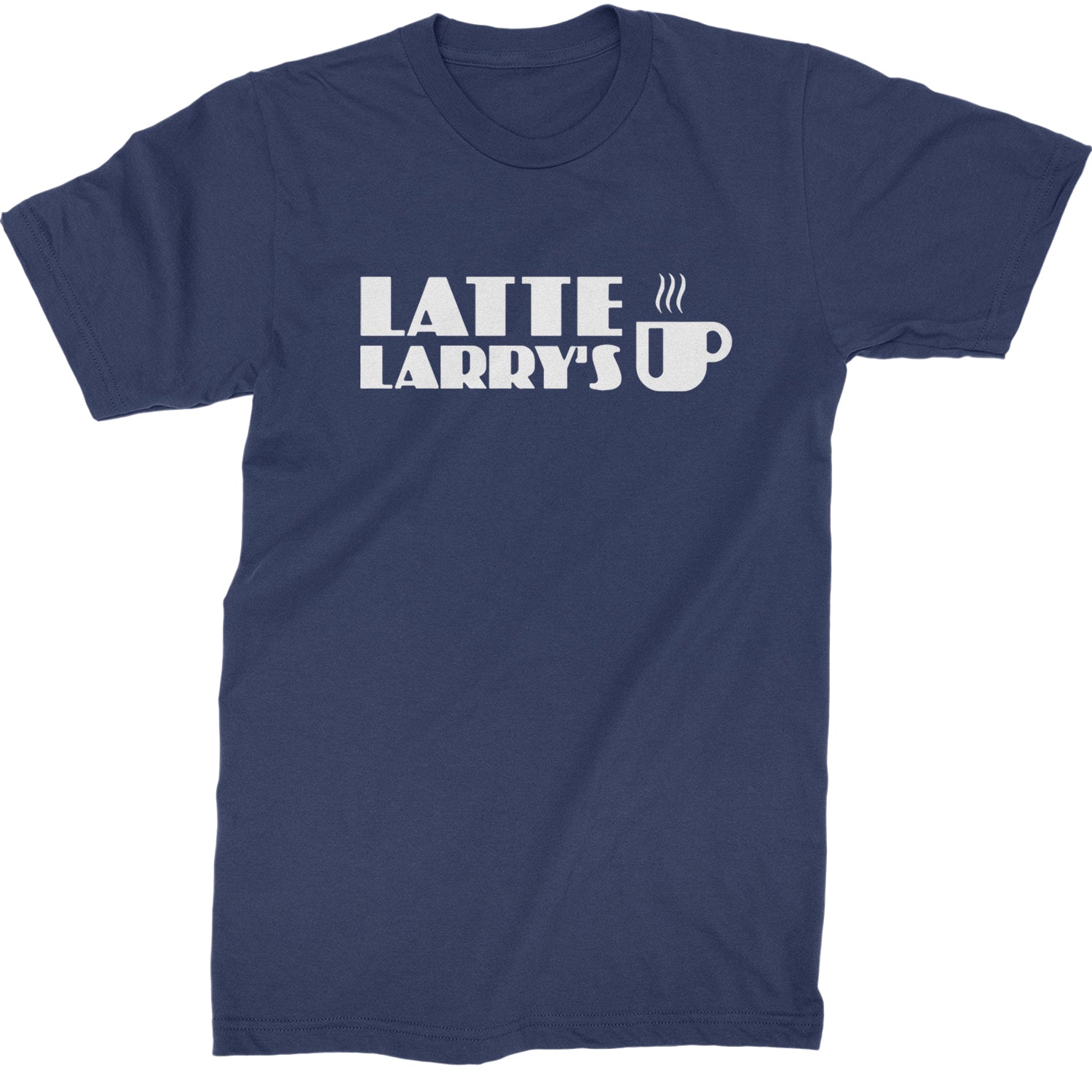 Latte Larry's Enthusiastic Coffee Mens T-shirt Navy Blue