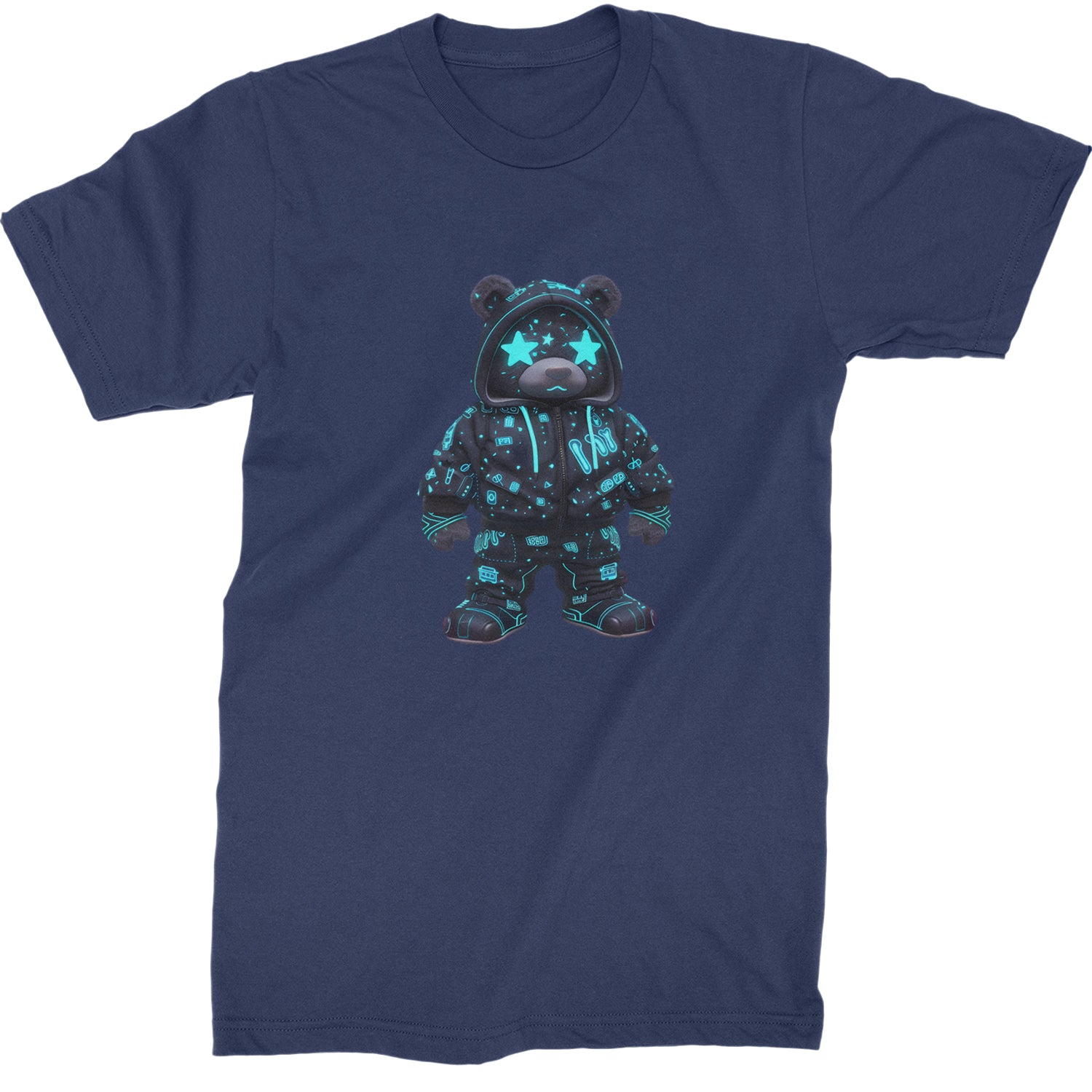 Starry Eyed Vaporwave Urban Graffiti Bear  Mens T-shirt Navy Blue