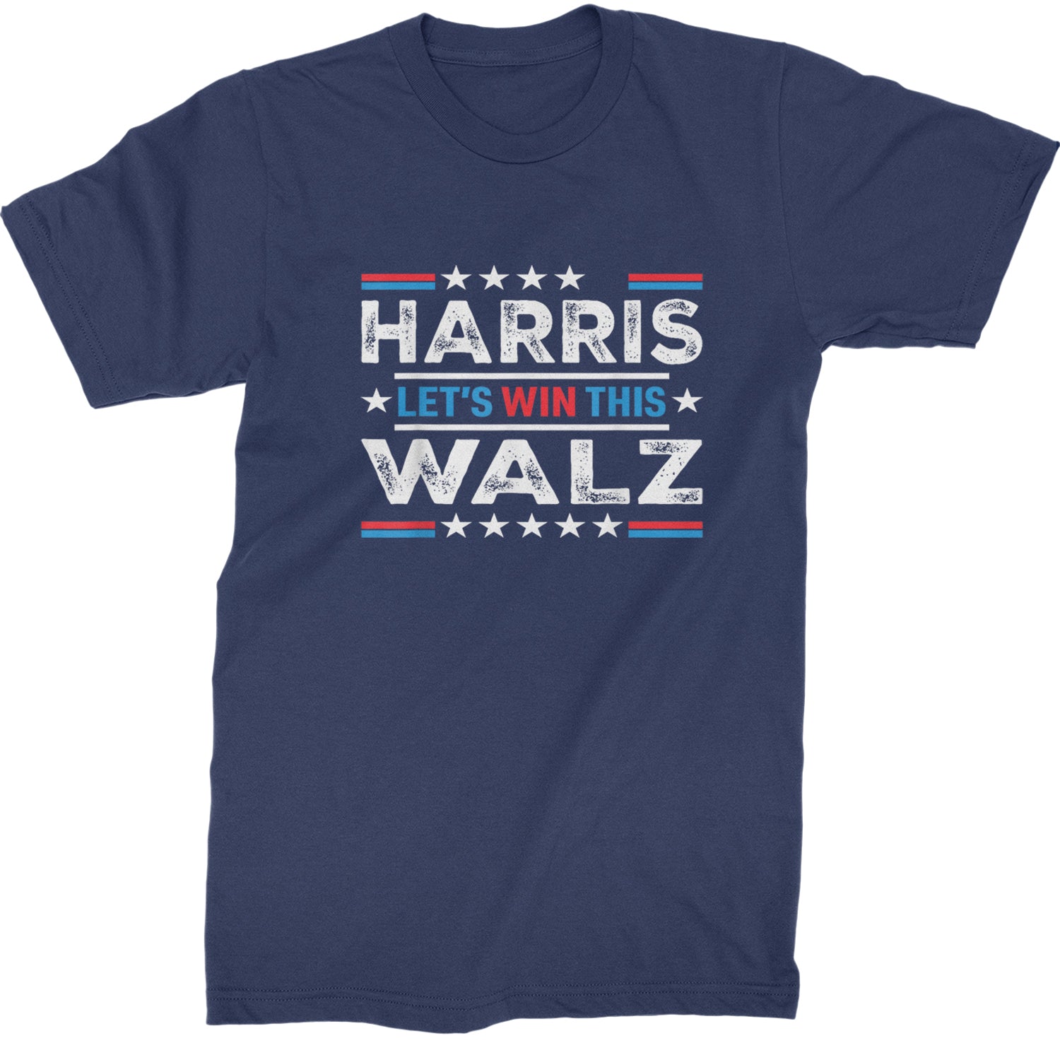 Kamala Harris and Tim Walz For President Mens T-shirt Navy Blue