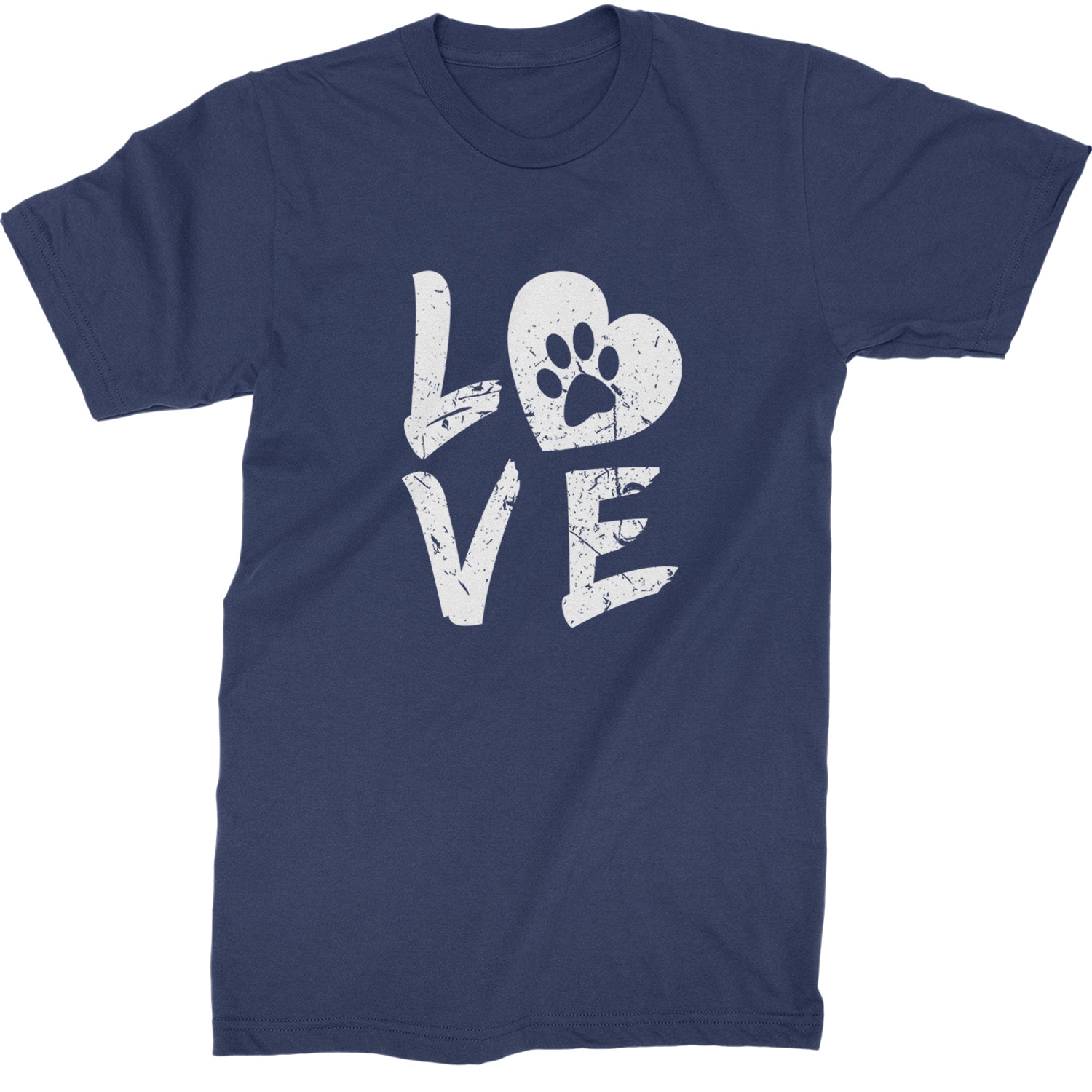 I Love My Dog Paw Print  Mens T-shirt Navy Blue