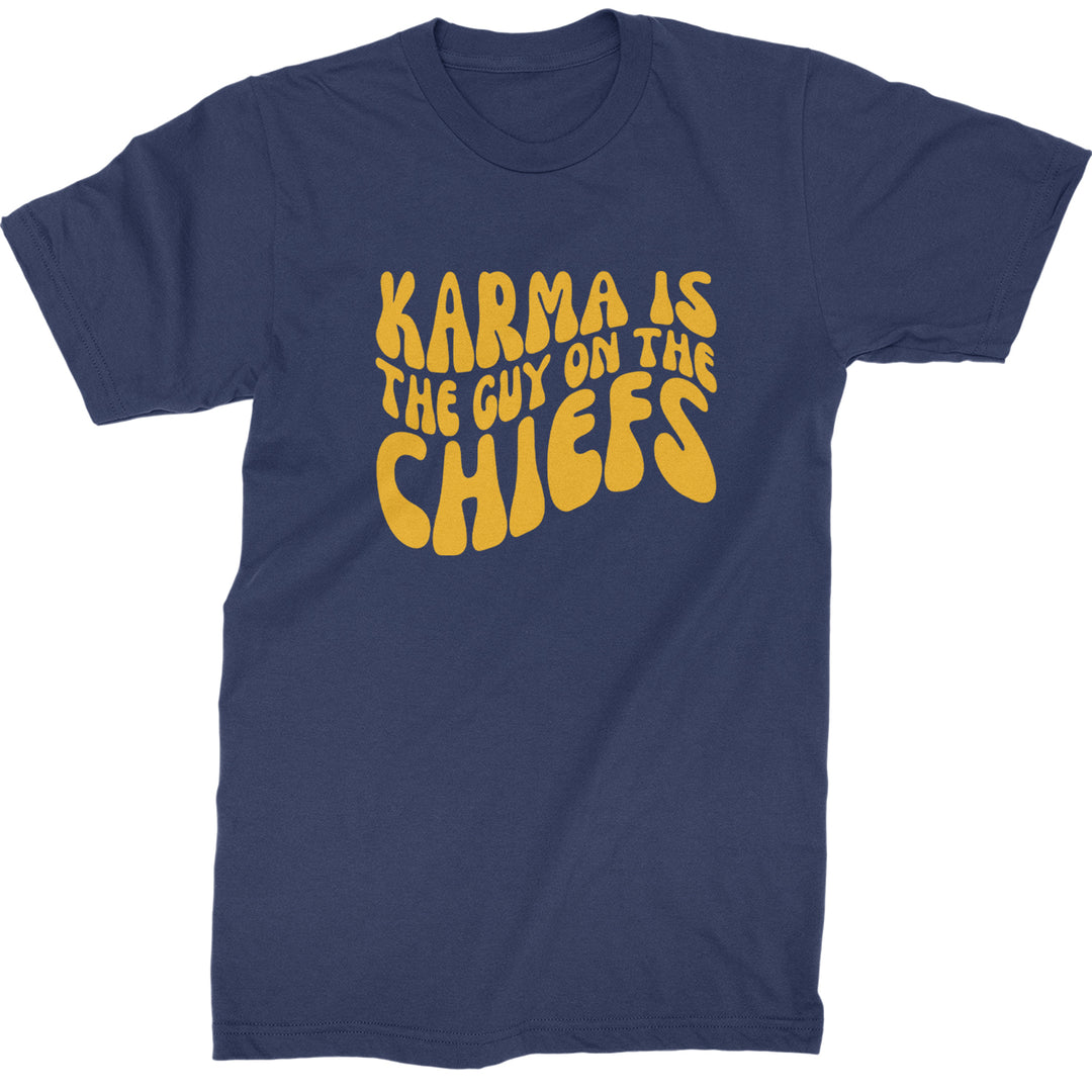 Karma Is The Guy On The Chiefs Boyfriend Mens T-shirt Navy Blue