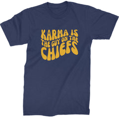 Karma Is The Guy On The Chiefs Boyfriend Mens T-shirt Navy Blue