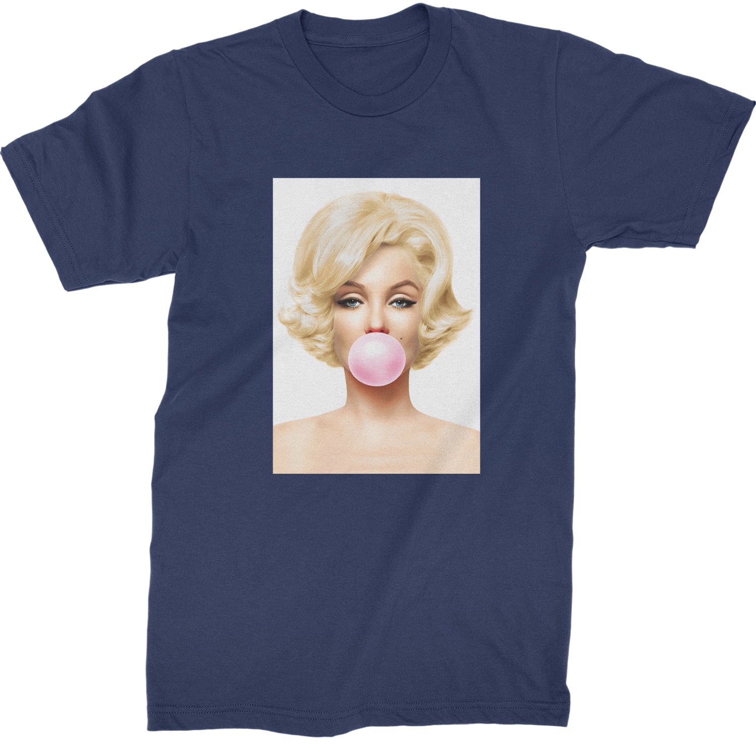 Ms. Monroe Pink Bubble Gum American Icon Mens T-shirt Navy Blue