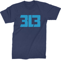 3L3 From The 313 Detroit Football Mens T-shirt Navy Blue