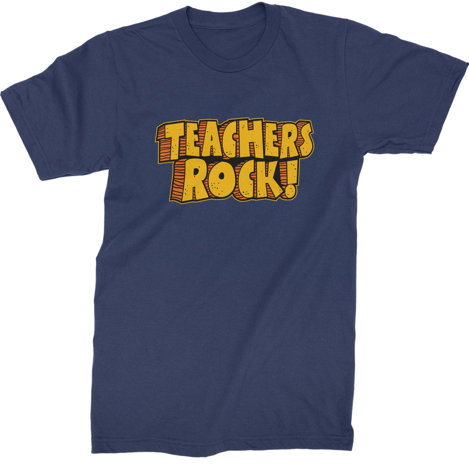 Teachers Rock Retro  Mens T-shirt Navy Blue