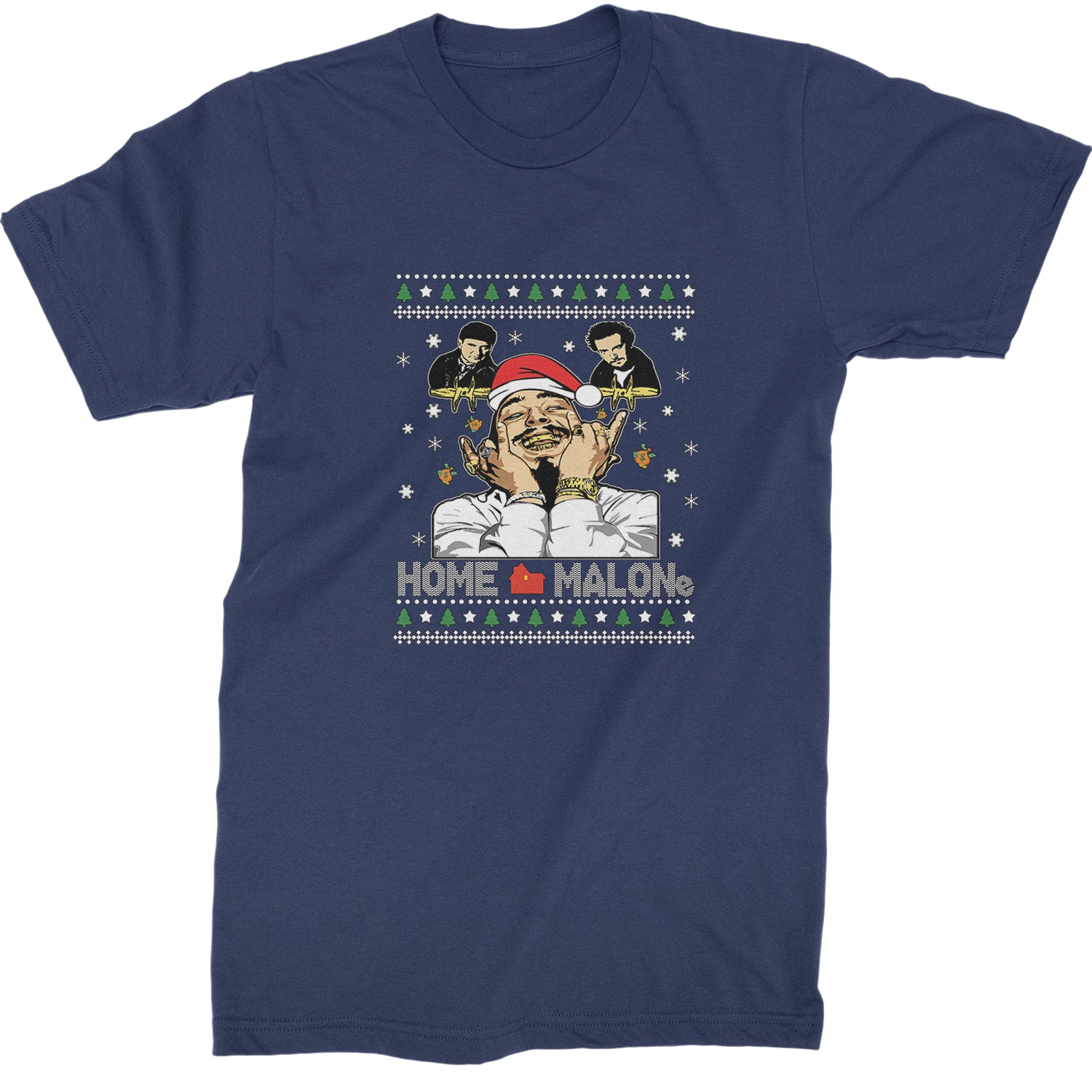 Home Malone Ugly Christmas  Mens T-shirt Navy Blue