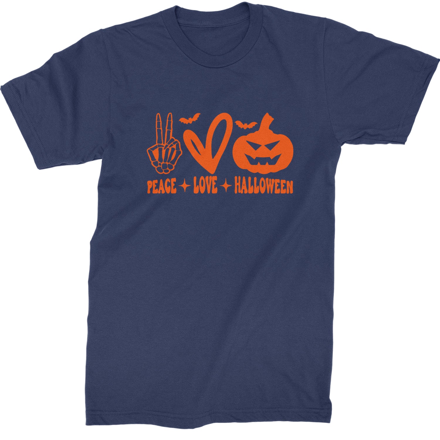 Peace, Love and Halloween Mens T-shirt Navy Blue