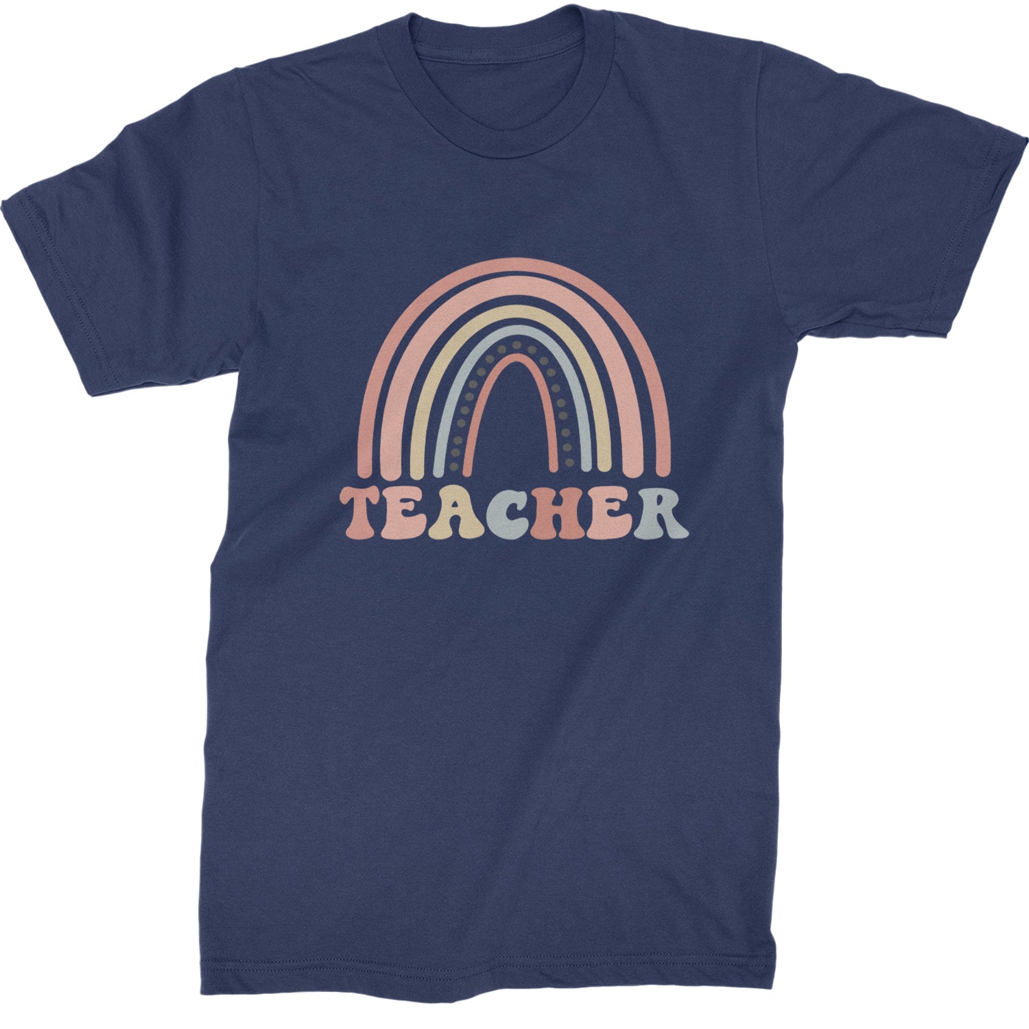 Teacher Pastel Rainbow  Mens T-shirt Navy Blue