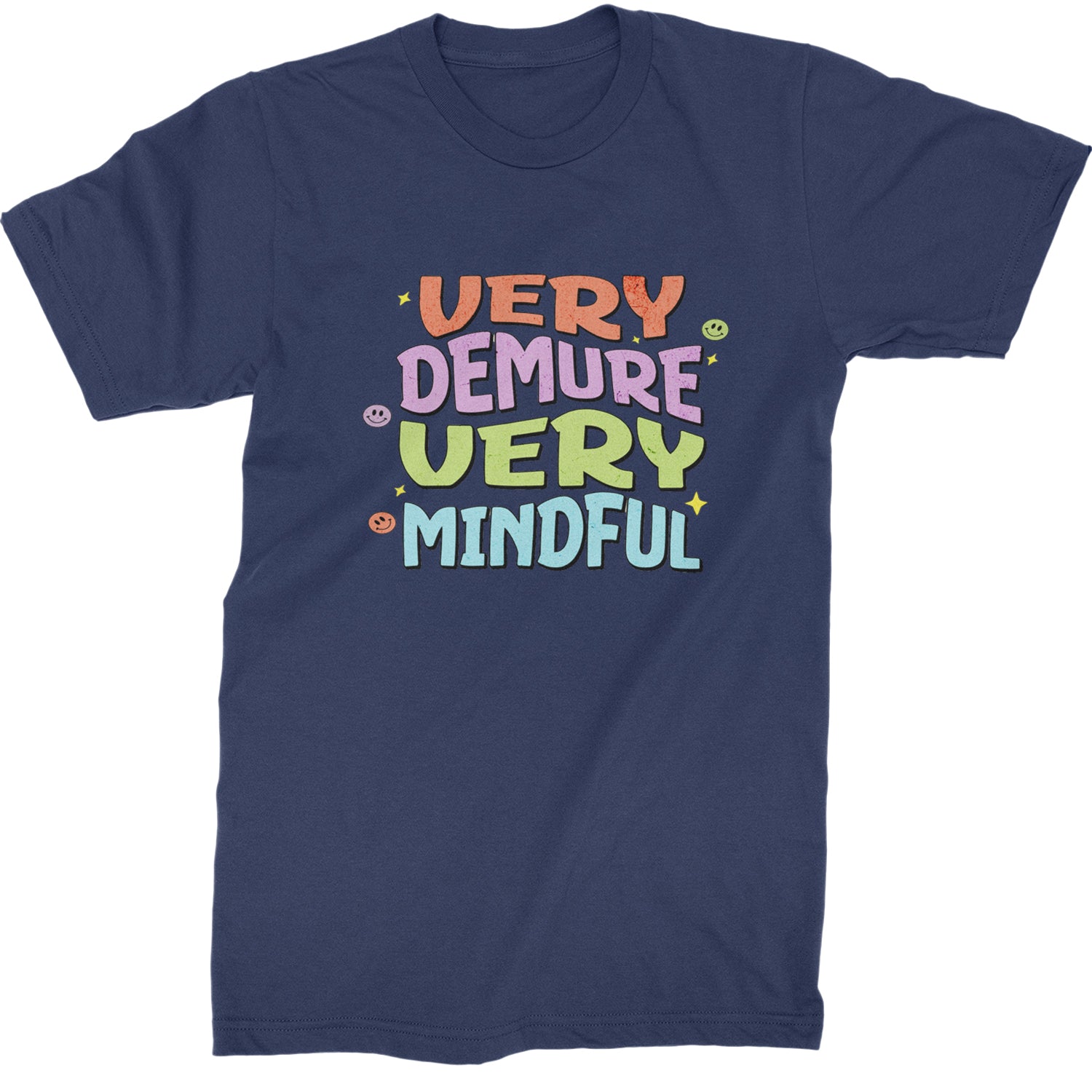 Very Demure, Very Mindful Mens T-shirt Navy Blue