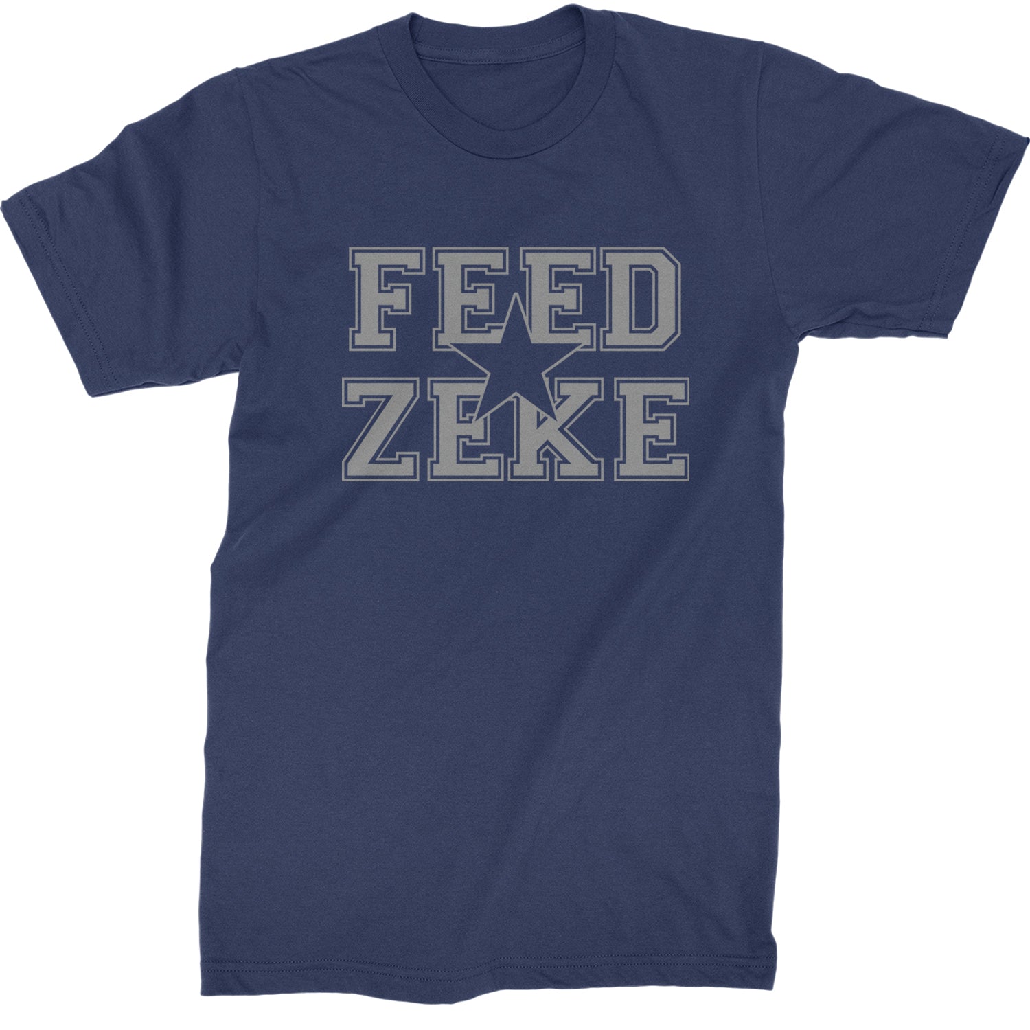 Feed Zeke Football  Mens T-shirt Navy Blue