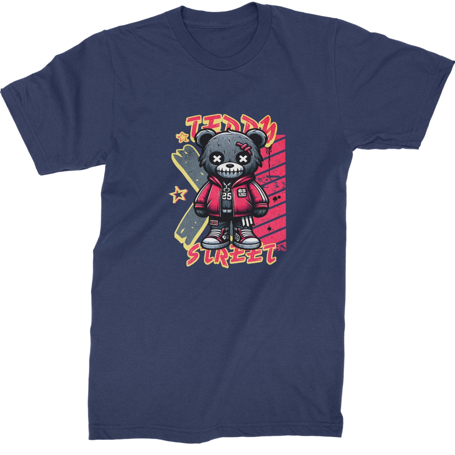 Teddy Attitude Urban Graffiti Bear  Mens T-shirt Navy Blue