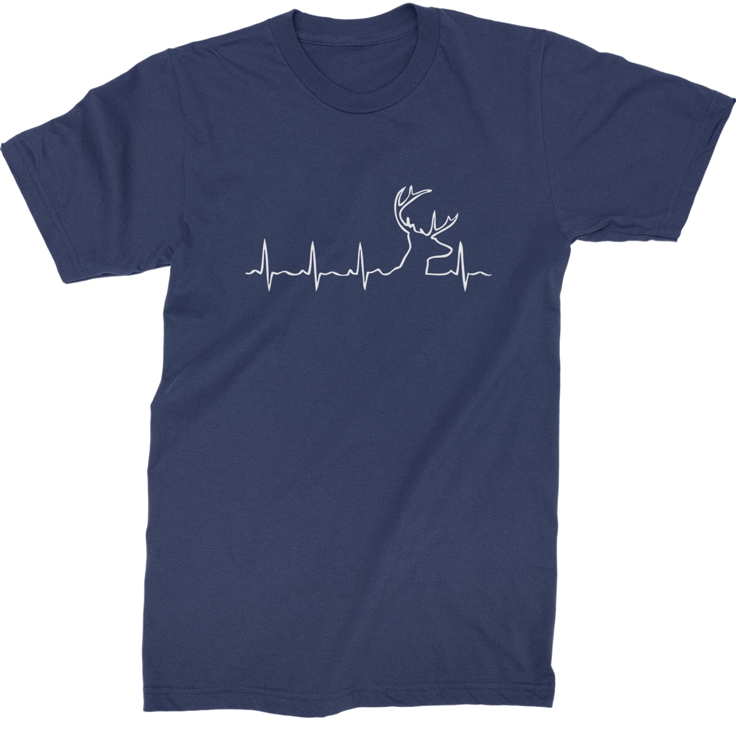 Hunting Heartbeat Deer Hunter Buck Stag Antlers  Mens T-shirt Navy Blue