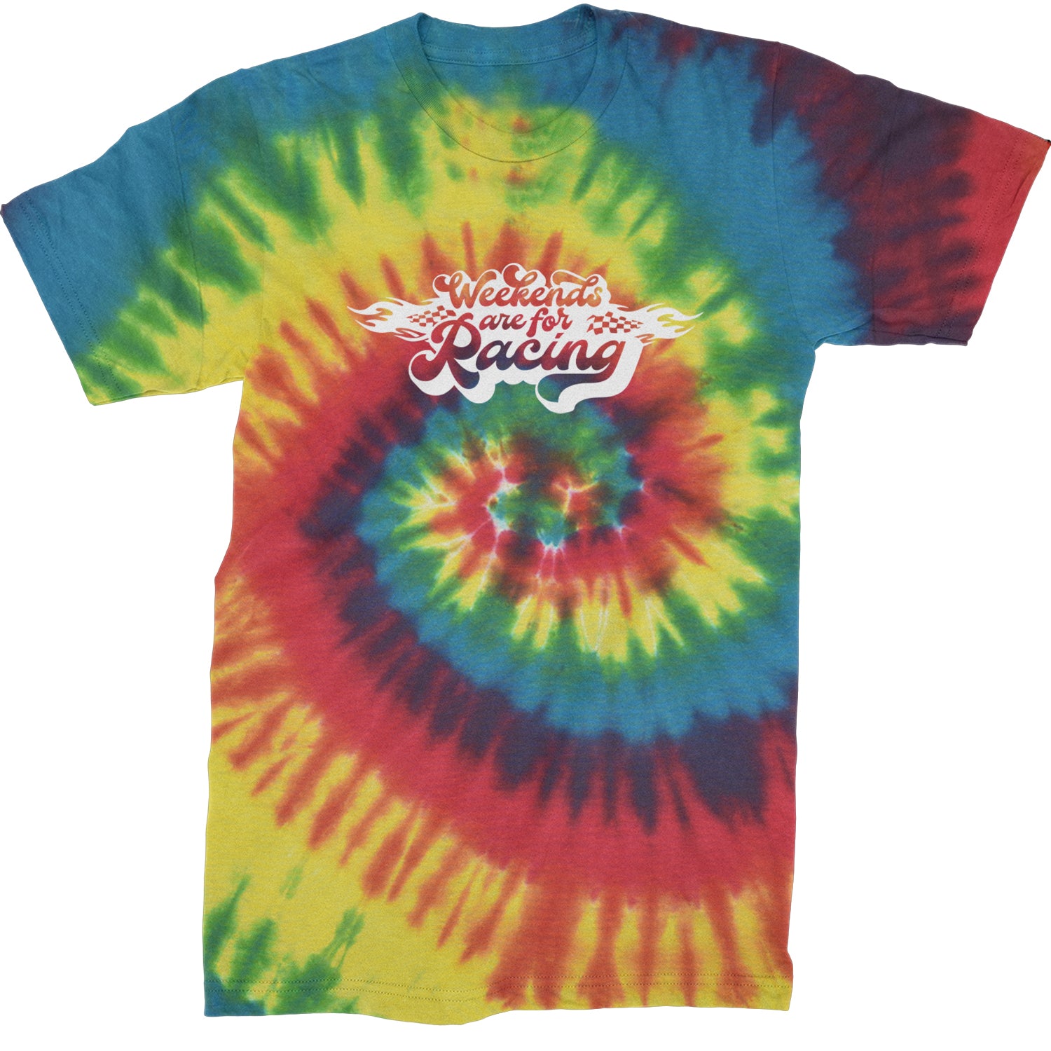 Weekends Are For Racing Mens T-shirt Tie-Dye Rainbow Reactive