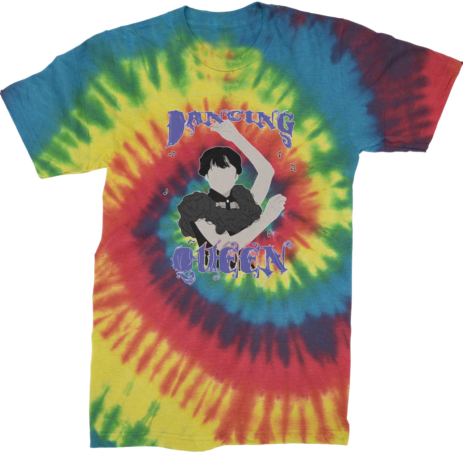 Wednesday Dancing Queen Mens T-shirt Tie-Dye Rainbow Reactive