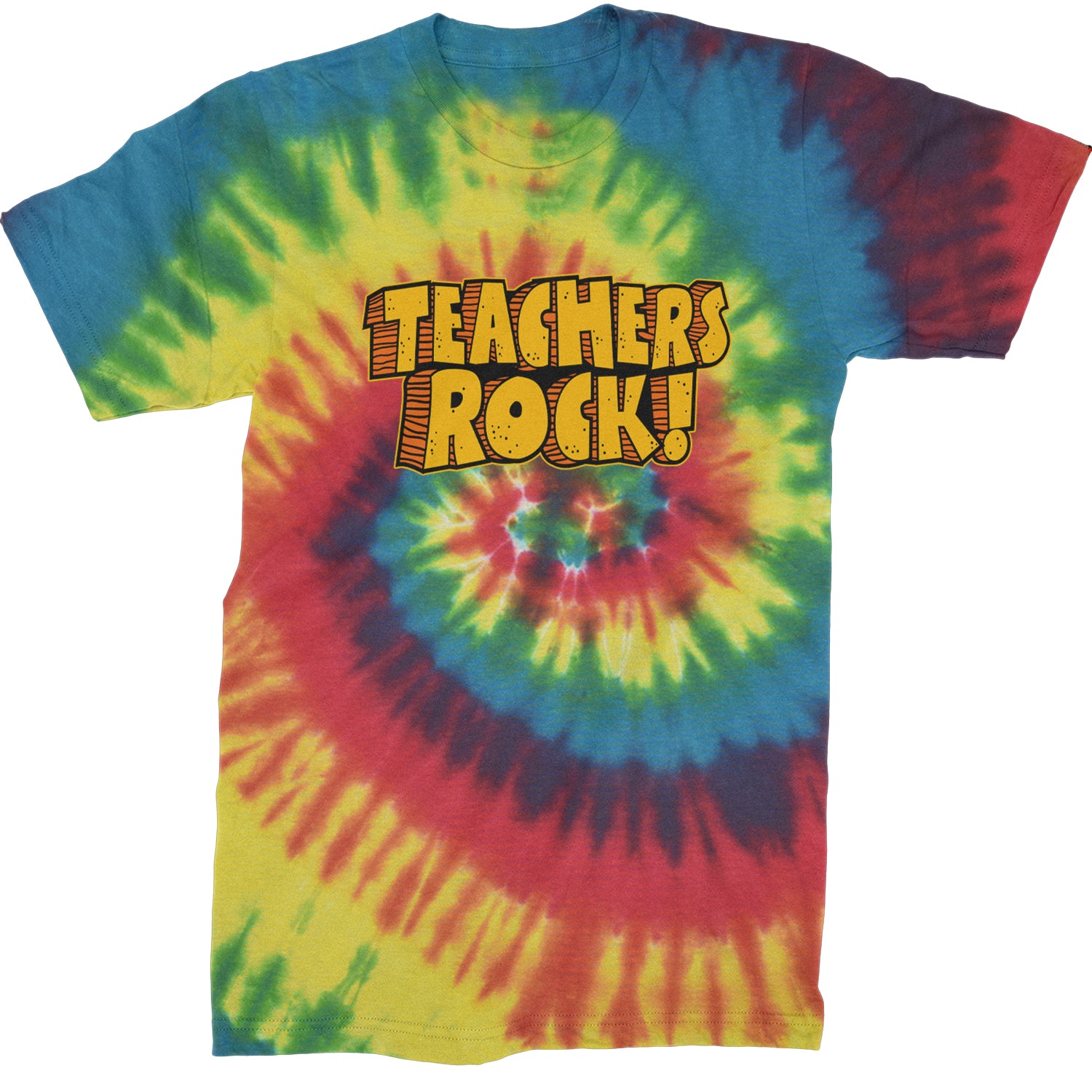 Teachers Rock Retro  Mens T-shirt Tie-Dye Rainbow Reactive