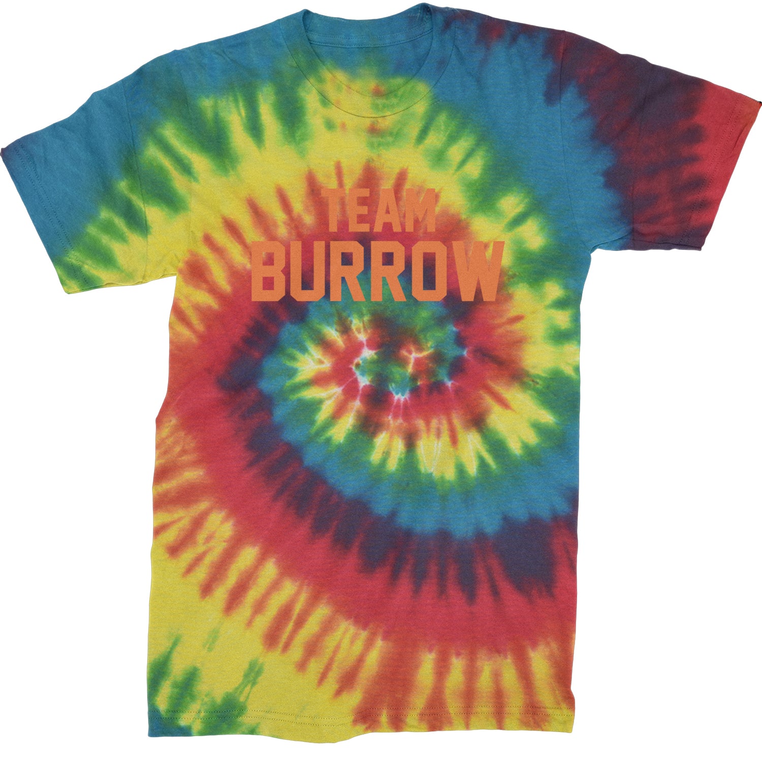 Team Burrow Cincinnati Mens T-shirt Tie-Dye Rainbow Reactive