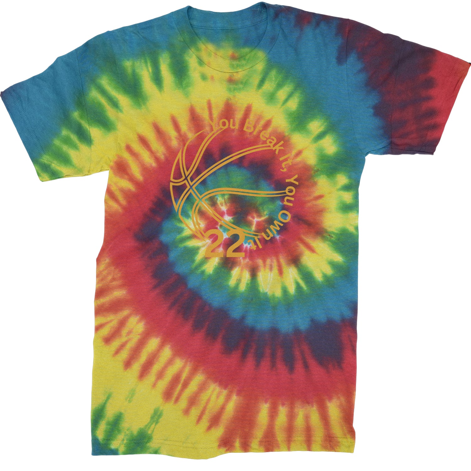 You Break It You Own It 22 Basketball Mens T-shirt Tie-Dye Rainbow Reactive