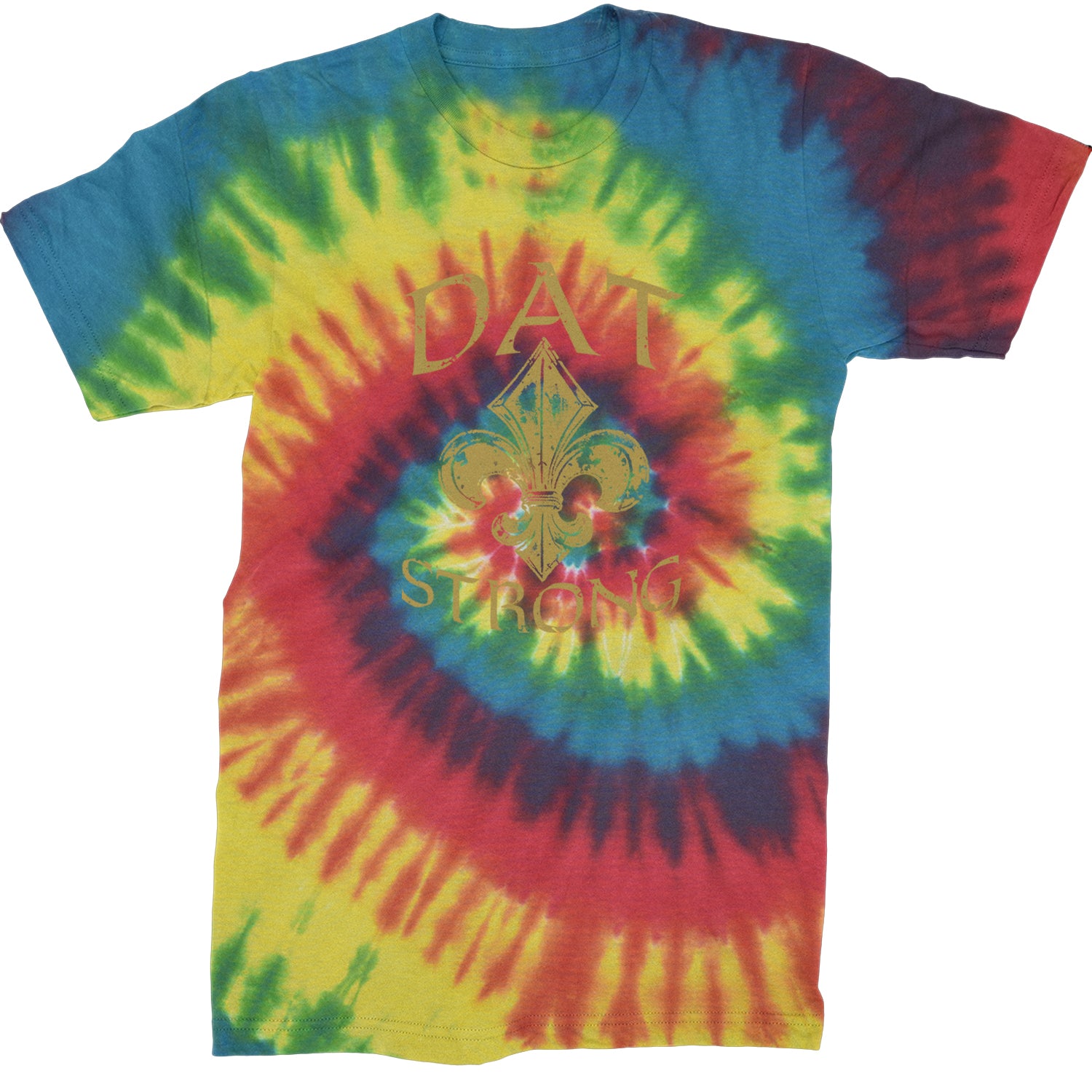 Dat Strong New Orleans   Mens T-shirt Tie-Dye Rainbow Reactive