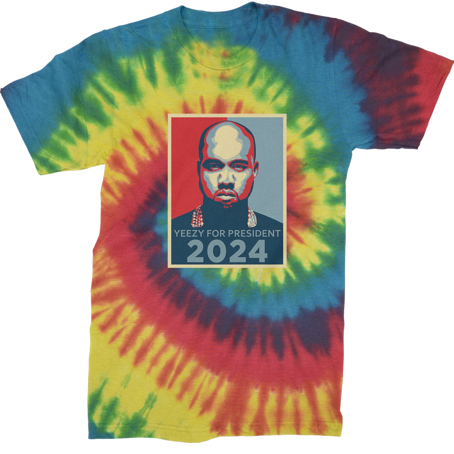 Yeezus For President Vote for Ye Mens T-shirt Tie-Dye Rainbow Reactive